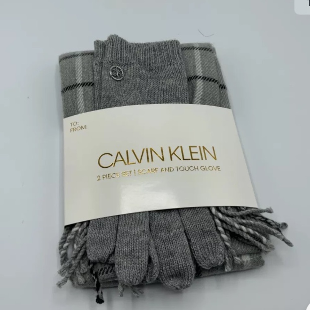 Calvin Klein Scarf And Touch Glove gray
